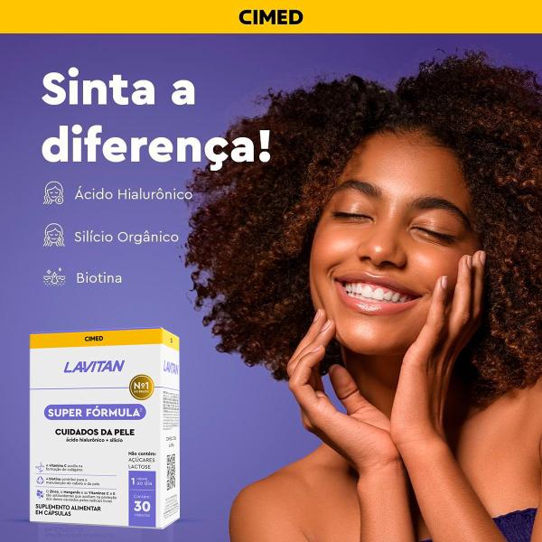 Imagem de Kit 2 Lavitan Cuidados da Pele Cabelo Unha Biotina Vitamina C 30cp Cimed Suplementos Beleza Super Fórmula