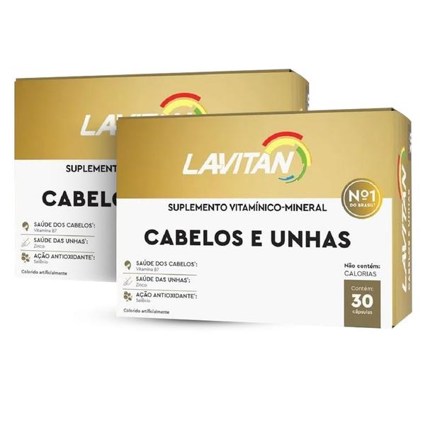 Kit 2 Lavitan Suplemento Vitamínico Cabelos e Unhas Com 30 Cápsulas - Cimed Imagem de Kit 2 Lavitan Suplemento Vitamínico Cabelos e Unhas Com 30 Cápsulas