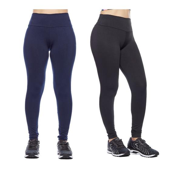 Imagem de Kit 2 leggings feminina adulto lisa basica suplex fitness uniforme academia ginástica trabalho