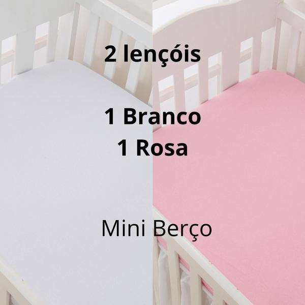 Imagem de Kit 2 Lençóis De Mini Berço Malha 100% Algodão com Elástico Anti Alérgico