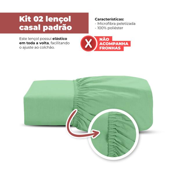 Imagem de Kit 2 Lençol De Casal Avulso Com Elástico Cores