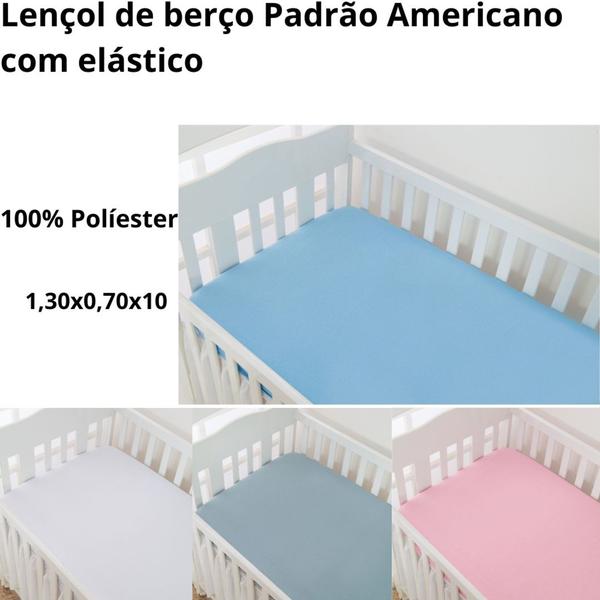 Kit 2 Lençol para Berço padrão Americano com elástico 100% poliester - Alia Casa Imagem de Kit 2 Lençol para Berço padrão Americano com elástico 100% poliester