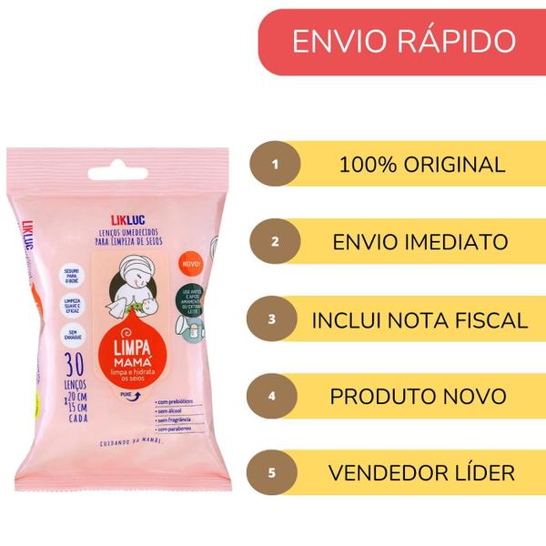 Imagem de Kit 2 Lenços Umedecidos Limpa Mamá Limpeza Higiene Dos Seios