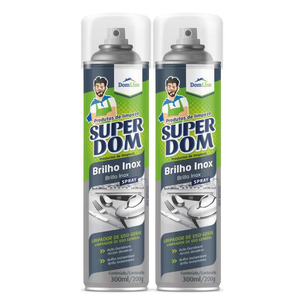 Imagem de KIT 2 LIMPADOR BRILHA INOX AEROSOL DOMLINE 300ml LIMPADOR DE USO GERAL