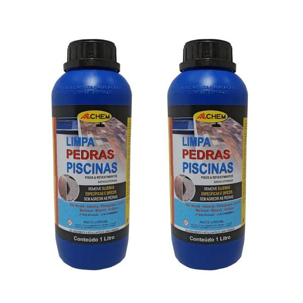 Kit 2 limpador pedras piscina azulejo marmore granito allchem 1l Imagem de Kit 2 limpador pedras piscina azulejo marmore granito allchem 1l