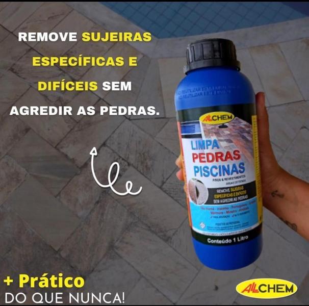 Kit 2 limpador pedras piscina azulejo marmore granito allchem 1l Imagem de Kit 2 limpador pedras piscina azulejo marmore granito allchem 1l