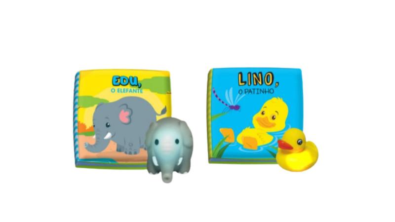 Imagem de Kit 2 Livro Banho Infantil Elefante e Patinho Bebe Feliz