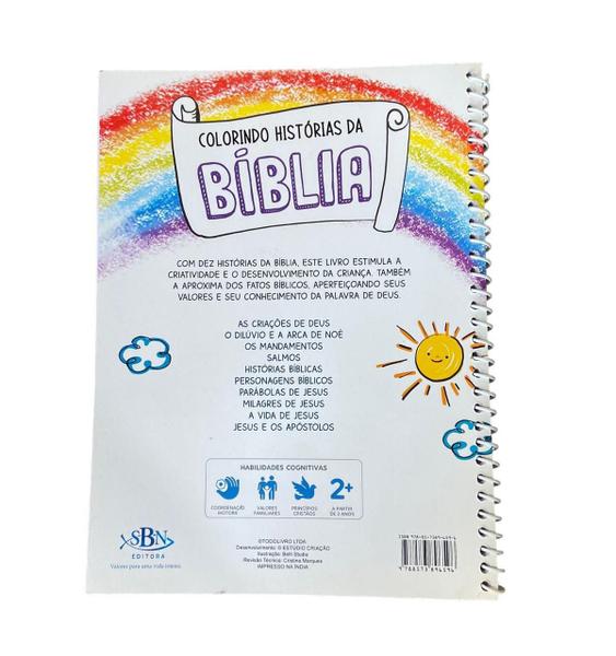 Imagem de Kit 2 Livros Colorindo Histórias Da Bíblia Com Espiral