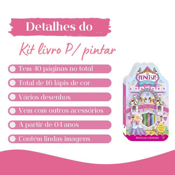 Imagem de Kit 2 Livros Princesas Meu Superkit De Colorir C/ Lápis E Borracha - Montessori Lúdico