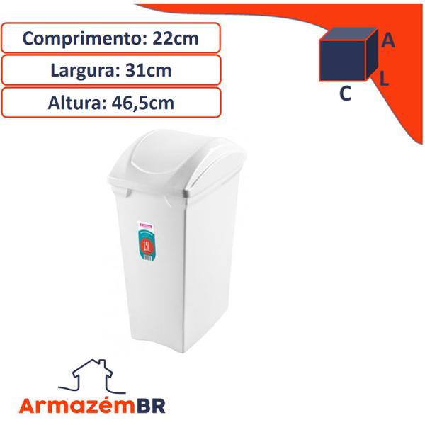 Imagem de Kit 2 Lixeira 15L Tampa Cesto De Lixo Basculante Plástica Cozinha Aramados Embutivel Deslizante - Sanremo