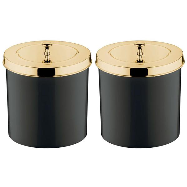 Imagem de Kit 2 Lixeira 5 Litros Cesto De Lixo Tampa Dourado Para Banheiro Pia Cozinha - Future