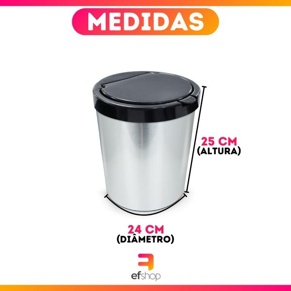 Imagem de Kit 2 Lixeira Cesto Cozinha Banheiro 10l Inox