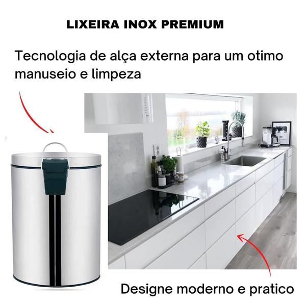 Imagem de Kit 2 Lixeiras Cesto Lixo Inox Banheiro Cozinha 12Litros Mor