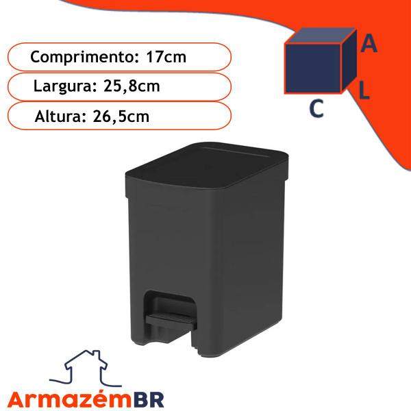 Imagem de Kit 2 Lixeiras Com Pedal 12 Litros Porta Cesto De Lixo Plástica Banheiro Cozinha Trium - Ou