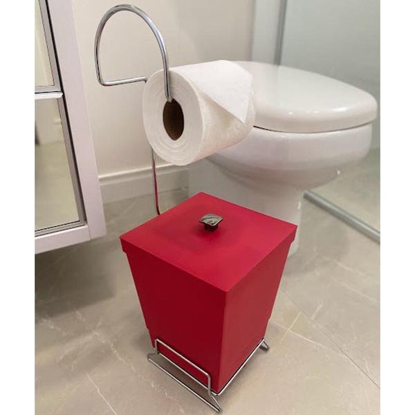 Kit 2 Lixeiras com Suporte de Papel Higiênico - Stolf Imagem de Kit 2 Lixeiras com Suporte de Papel Higiênico - Stolf