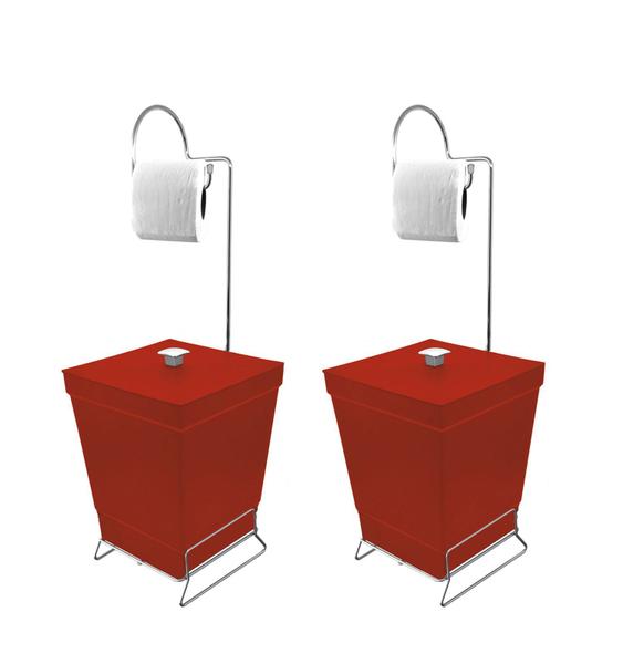 Kit 2 Lixeiras com Suporte de Papel Higiênico - Stolf Imagem de Kit 2 Lixeiras com Suporte de Papel Higiênico - Stolf
