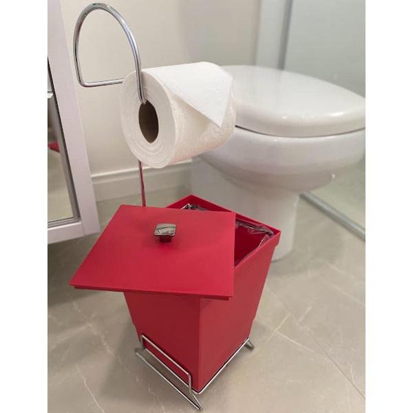 Kit 2 Lixeiras com Suporte de Papel Higiênico - Stolf Imagem de Kit 2 Lixeiras com Suporte de Papel Higiênico - Stolf
