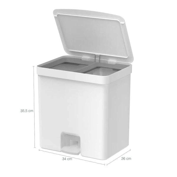 Kit 2 Lixeiras de Pedal com Aro Interno 12 Litros e 20 Litros Dupla Seletiva OU Trium Branco Imagem de Kit 2 Lixeiras de Pedal com Aro Interno 12 Litros e 20 Litros Dupla Seletiva OU Trium Branco