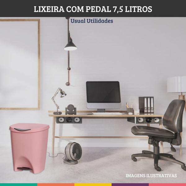 Imagem de Kit 2 Lixeiras Rosê com Pedal 7,5 Litros Usual Utilidades