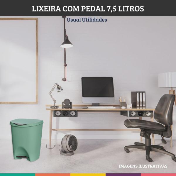 Imagem de Kit 2 Lixeiras Verde com Pedal 7,5 Litros Usual Utilidades