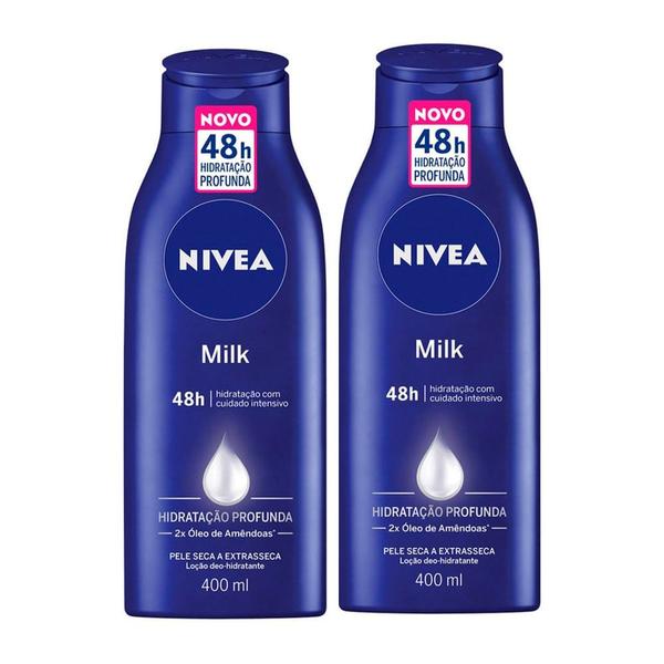 Kit 2 Loção Hidratante Nivea Milk Pele Seca a Extrasseca 400ml Kit 2 Loção Hidratante Nivea Milk Pele Seca a Extrasseca 400ml
