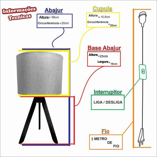 Imagem de Kit 2 Luminaria De Mesa Abajur Madeira Com Cupula Para Sala