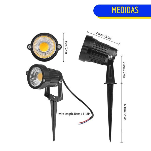 Imagem de Kit 2 Luminaria Luz Branco Quente Led Espeto Jardim Bivolt