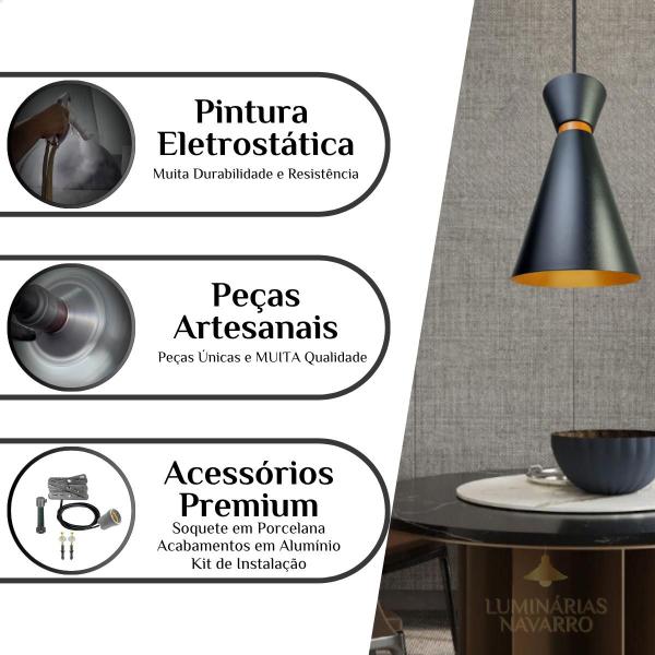 Imagem de Kit 2 Luminária Pendente Berlim Interior Cobre Fiação 110/220v