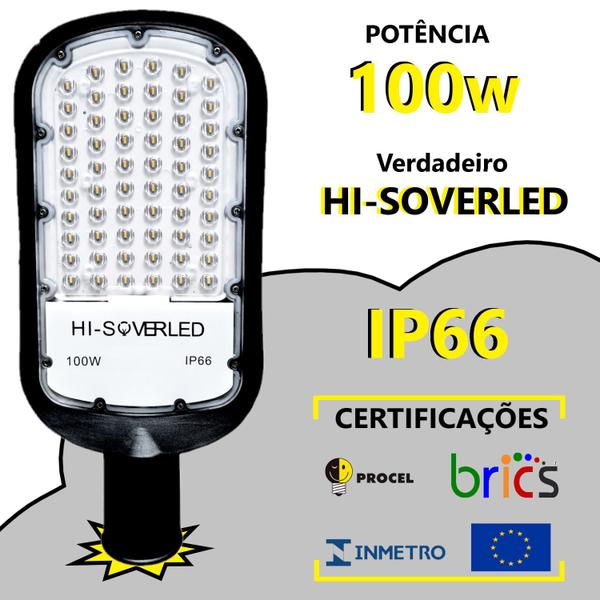 Imagem de Kit 2 Luminária Publica 100w Led Refletor 6500k Prova D'agua Poste