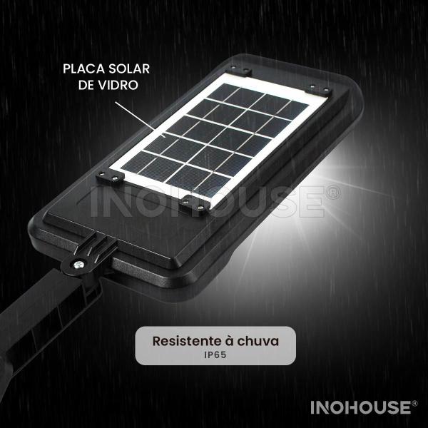 Imagem de Kit 2 Luminaria Solar Refletor 200w Poste Led Autônoma kit Completo 12h Preta 