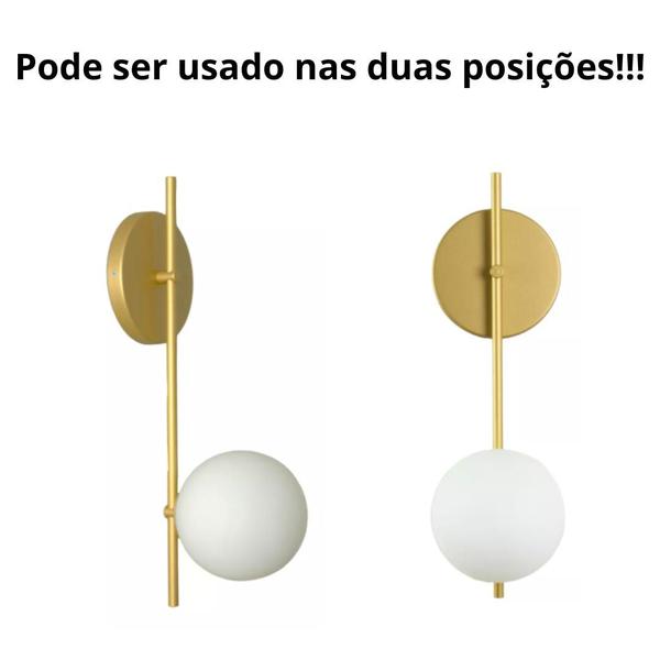 Imagem de Kit 2  Luminárias Arandelas Parede Globo 12 Moderno Dourado