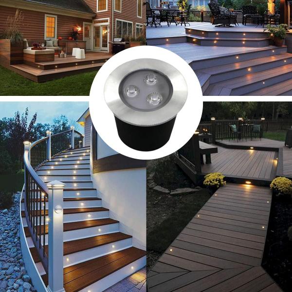 Imagem de Kit 2 Luminárias Balizadores Spot Led SMD Em PVC De 3W Luz Branco Quente De Embutir Em Piso Chão Solo Gramado Jardim