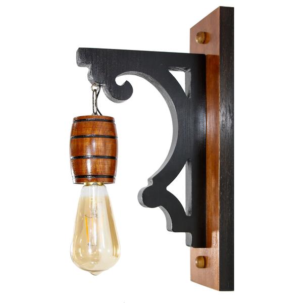 Kit 2 Luminárias de Parede Arandela Colonial Barril em Madeira Maciça