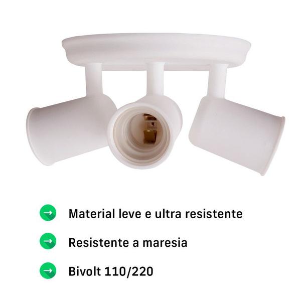 Imagem de Kit 2 Luminárias de Sobrepor Spot 3 Lâmpadas Direcionável E27 Tampa Cega