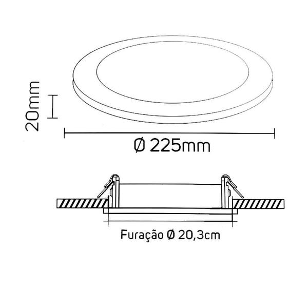 Imagem de Kit 2 Luminárias Embutir Led Slim Alumínio Redonda 18W 6500K