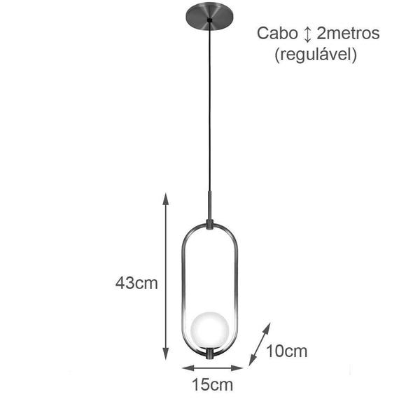 Imagem de Kit 2 Luminárias Lustre Arco Dourado Globo Cama Quarto 43Cm