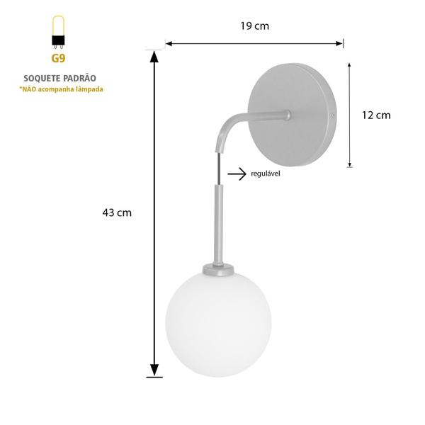 Imagem de Kit 2 Luminárias Parede Arandela Globo Vidro Pendente Preto