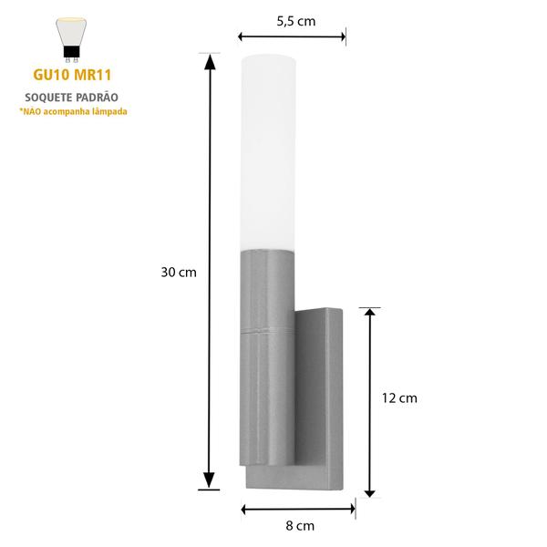 Imagem de Kit 2 Luminárias Parede Arandela Tubo 1 Difusor Champagne