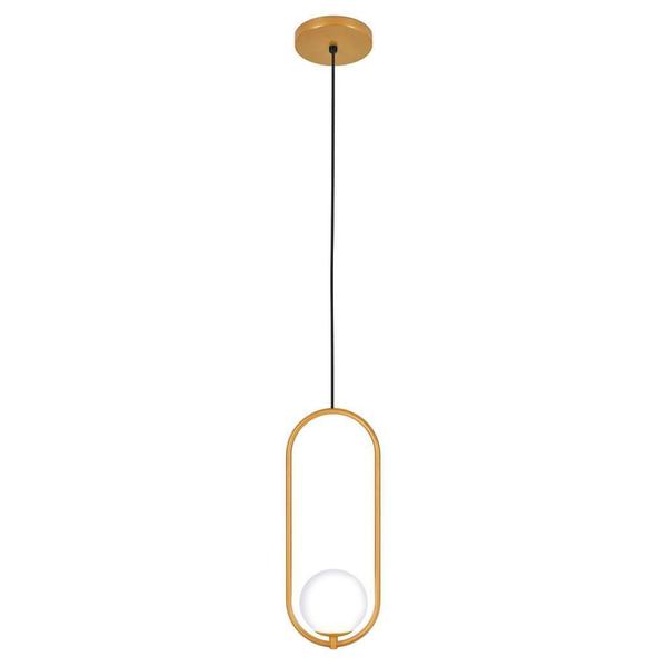 Imagem de Kit 2 Luminárias Pendente Arco Globo Vidro Sala Cama Dourado