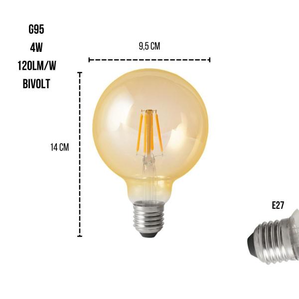 Imagem de Kit 2 Luminárias Pendente Com Lâmpada Formato Globo 2300K