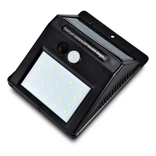 Kit 2 Luminárias Solar 30 Leds Sensor Movimento Luz Preto - Top Total Imagem de Kit 2 Luminárias Solar 30 Leds Sensor Movimento Luz Preto