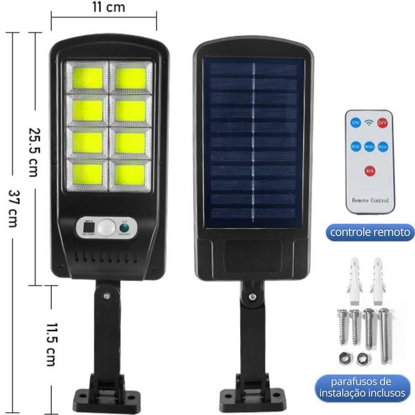 Imagem de Kit 2 Luminárias Solar LED Sensor de Movimento Suporte Parede Poste Jardim Entrada