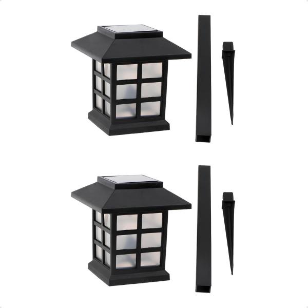 Kit 2 Luminárias Solar Luz Led Jardim Iluminação Gramado - Garden Lamp Imagem de Kit 2 Luminárias Solar Luz Led Jardim Iluminação Gramado