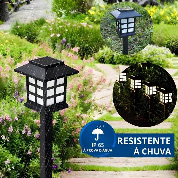 Kit 2 Luminárias Solar Luz Led Jardim Iluminação Gramado - Garden Lamp Imagem de Kit 2 Luminárias Solar Luz Led Jardim Iluminação Gramado