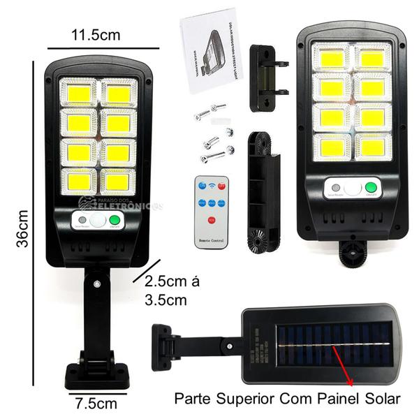 Imagem de Kit 2 Luminárias Solares 160 LEDs COB Com Sensor de Presença 200W - DY8786