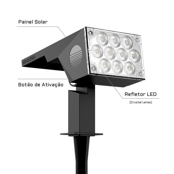 Imagem de Kit 2 Luminárias Spot Solar Jardim 100w Potente Led Oversun