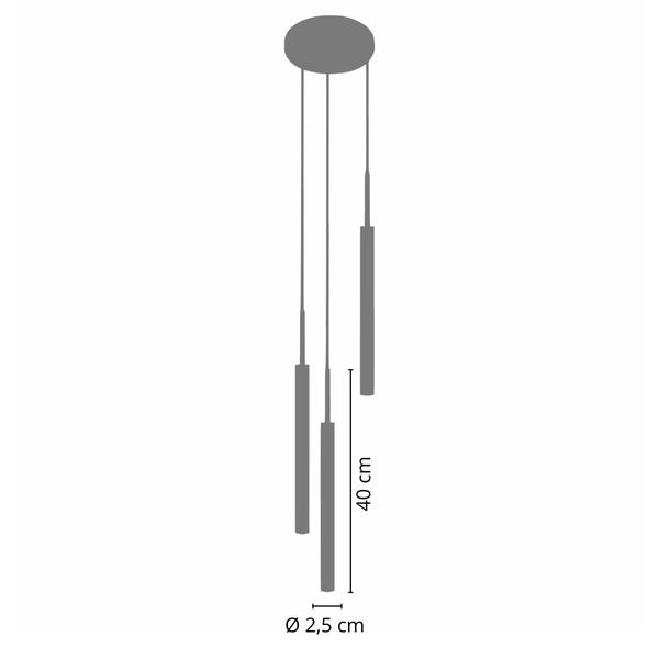 Imagem de Kit 2 Luminárias Teto Pendente Tubo Triplo Ilha Preto Cobre