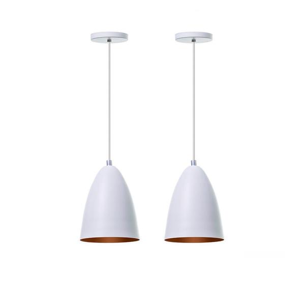 Imagem de Kit 2 Lustre Pendente Bala P Branco Alumínio Decoração