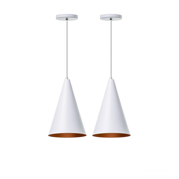 Imagem de Kit 2 Lustre Pendente Cone M Branco Alumínio Decoração