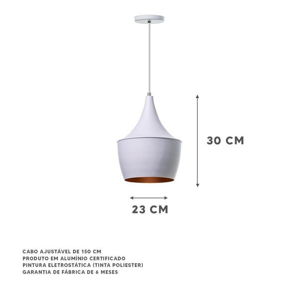 Imagem de Kit 2 Lustre Pendente Interno Balão Branco Com Cobre